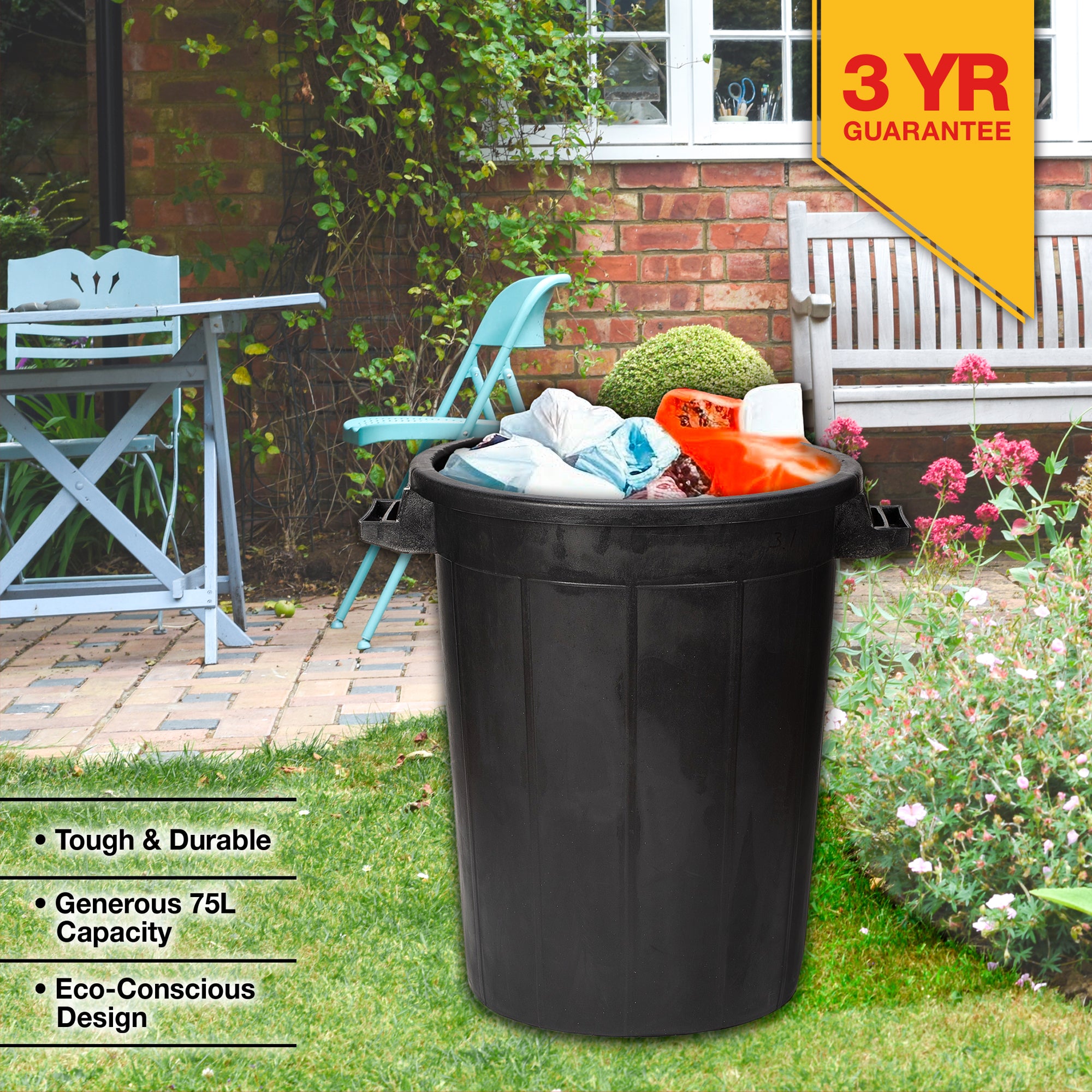 75L Heavy-Duty Black Bin – Durable, Crush-Resistant & Fully Recyclable - Fallback Image