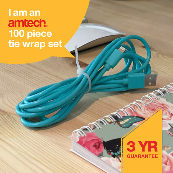 100pcs TIE WRAPS (200 x 2.5 mm) WHITE