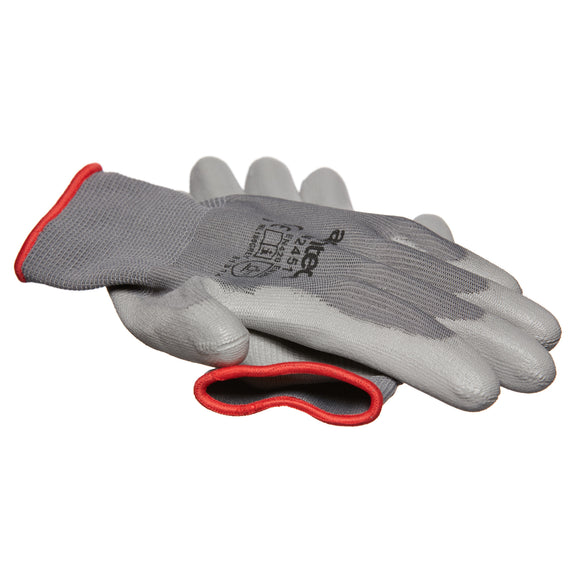 LIGHT DUTY PU COATED PALM GLOVES GREY LARGE (SIZE:9)