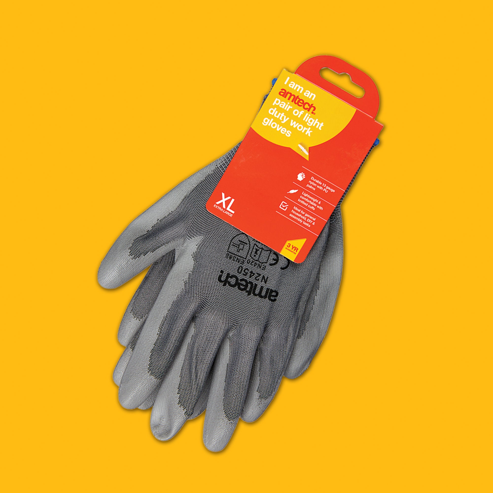 Xl (Size 10) Light Duty Polyurethane-Coated Work Gloves - Grey - Fallback Image