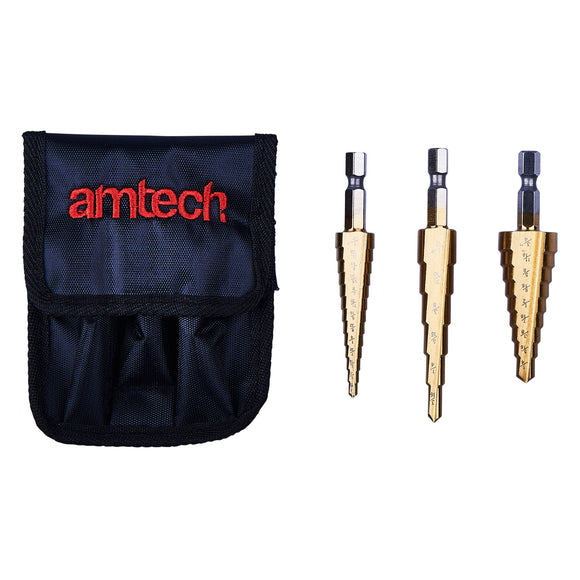 3pc HIGH SPEED STEEL STEP DRILL SET