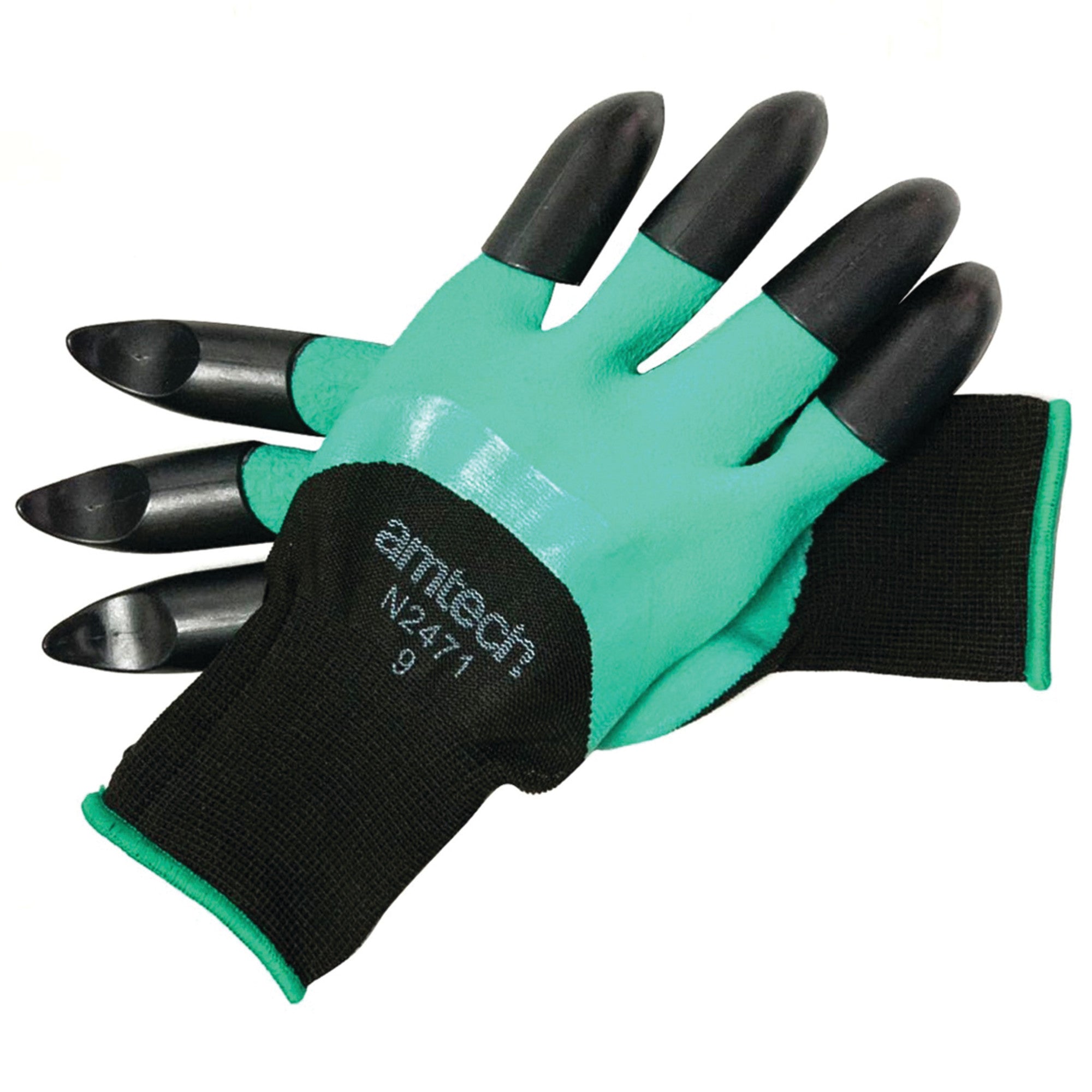 gloves with claws for gardening Amtech N2471 Gardening Gloves with Claws Large (Size 9), Quality Gardening Work Gloves, Black/Green