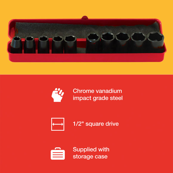 10pc 1/2" IMPACT SOCKET SET