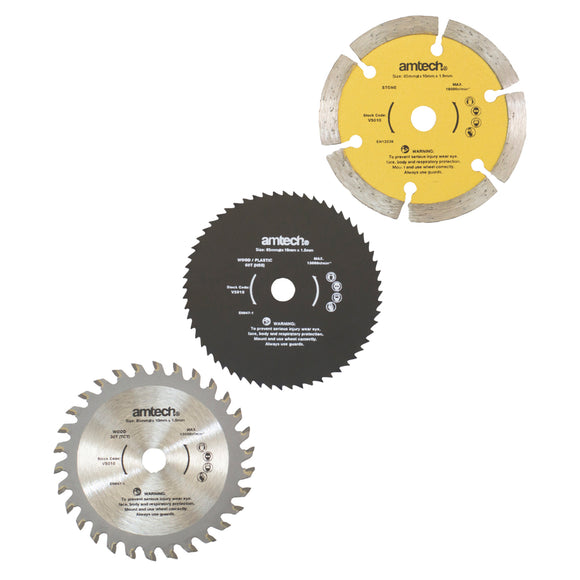 3PCS 85MM MINI CIRCULAR SAW BLADE SET (60T/30T/DIAMOND) (FOR V6140)