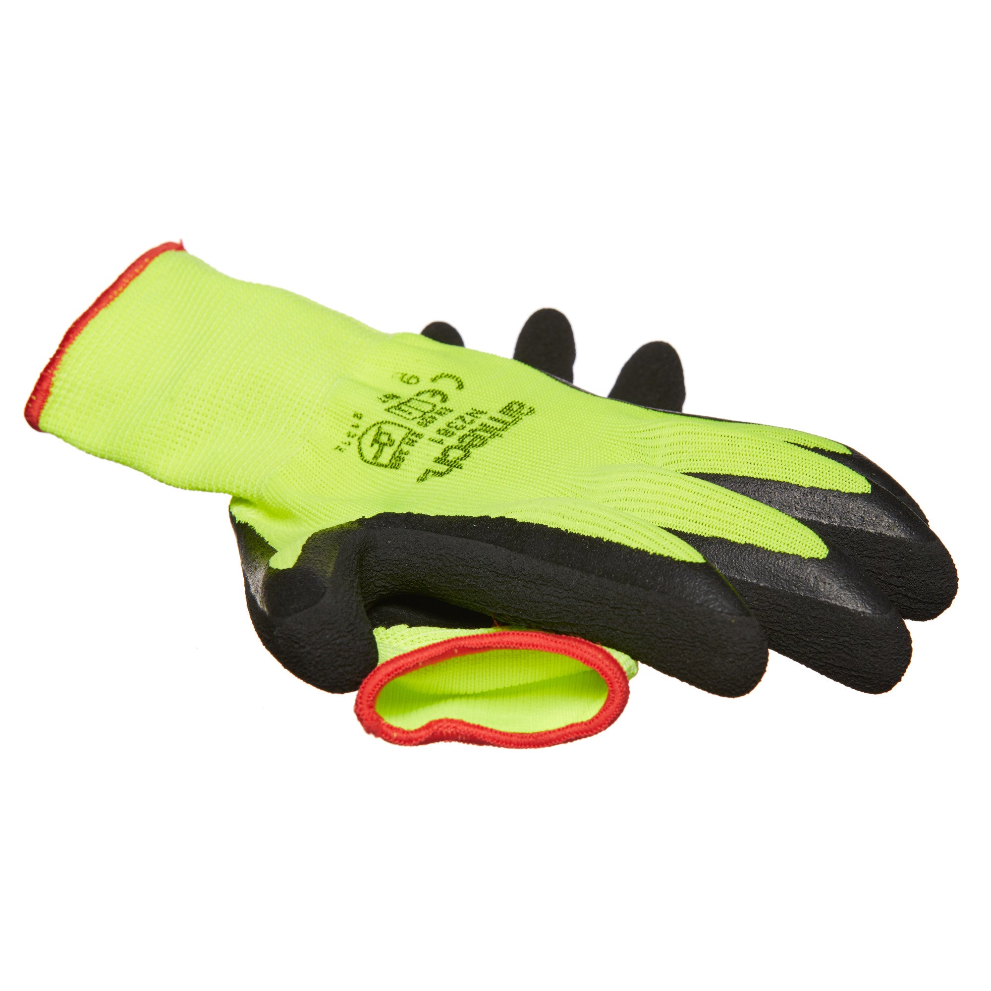 Large (Size 9) Hi-Vis Rubber Coated Gloves - Fallback Image