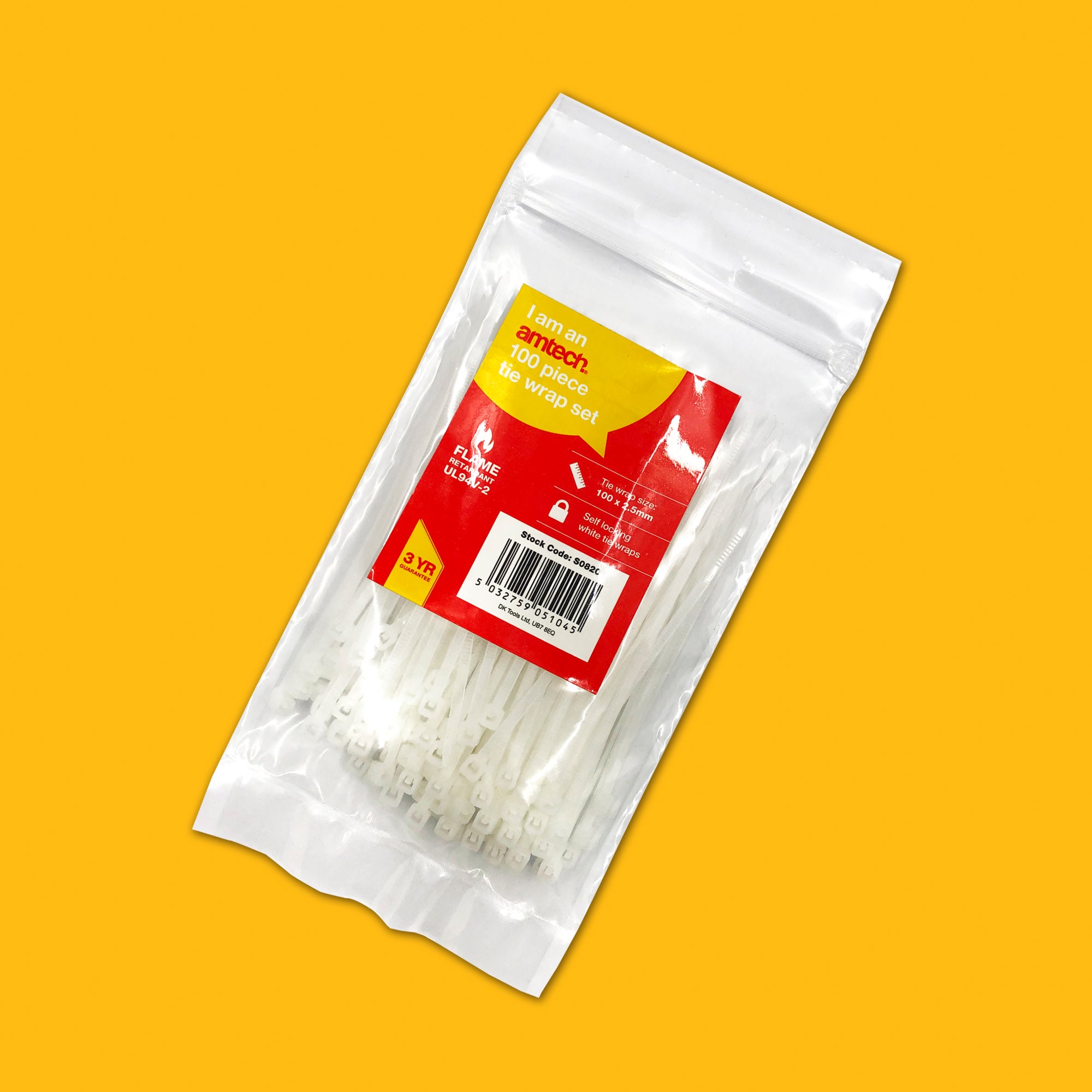 100 Tie Wraps (100mm X 2.5mm) - White - Fallback Image