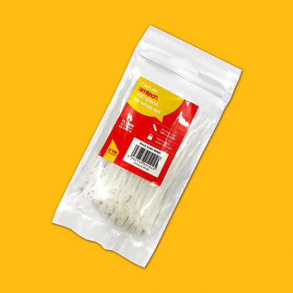 100pcs TIE WRAPS (100 x 2.5 mm) WHITE