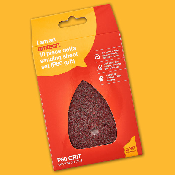 10pc  DELTA SANDING SHEET SET (P80 GRIT ) (140x140x100MM)