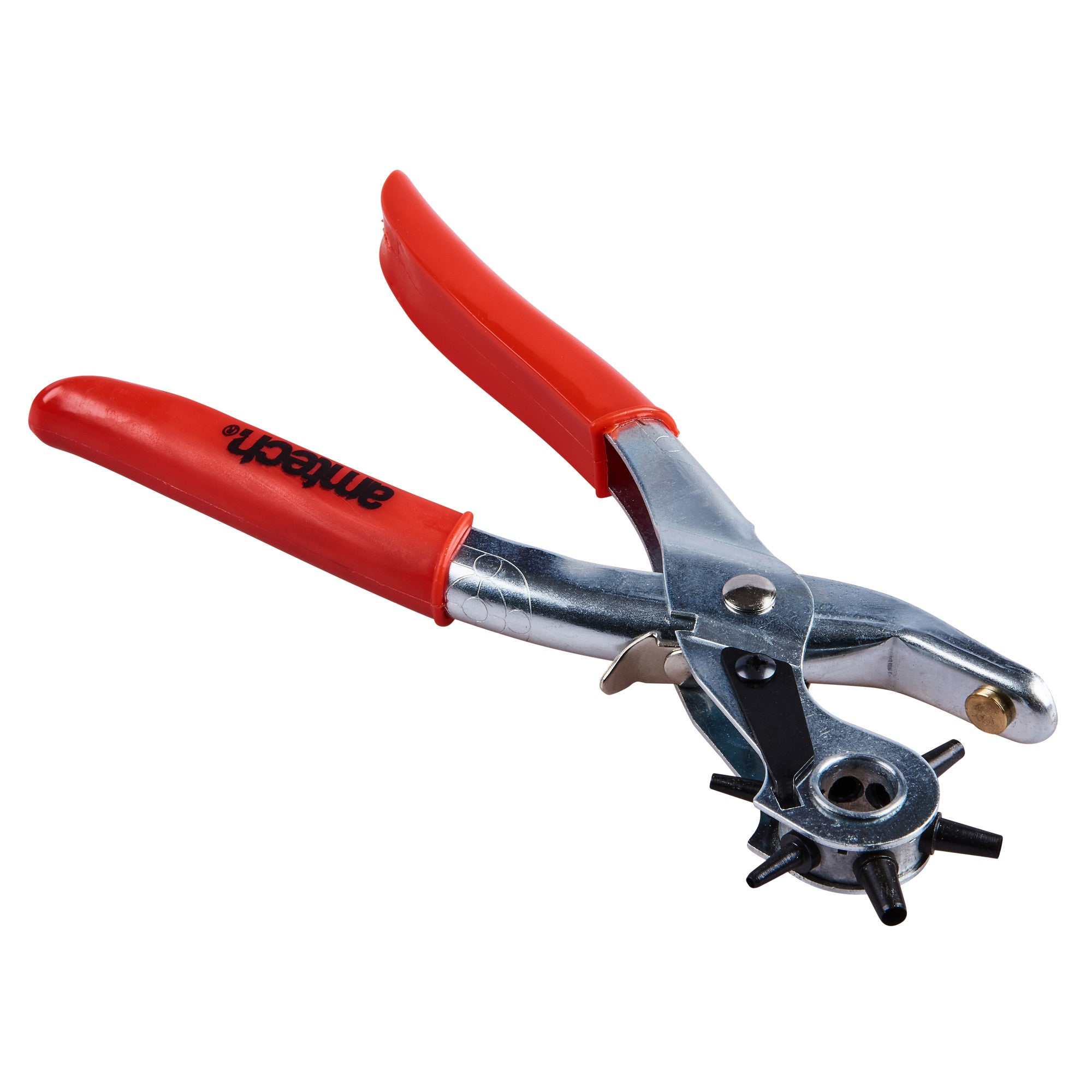 Preciva Hole Punch Plier Set – Revolving Punch Tool With 6 Hole Sizes, 340 Leather Snap Fasteners & Rivets, Hammer, Ruler, Grinding Rod