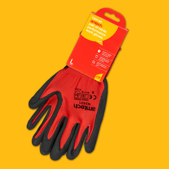 NITRILE PERFORMANCE WORK GLOVES LARGE (SIZE: 9)