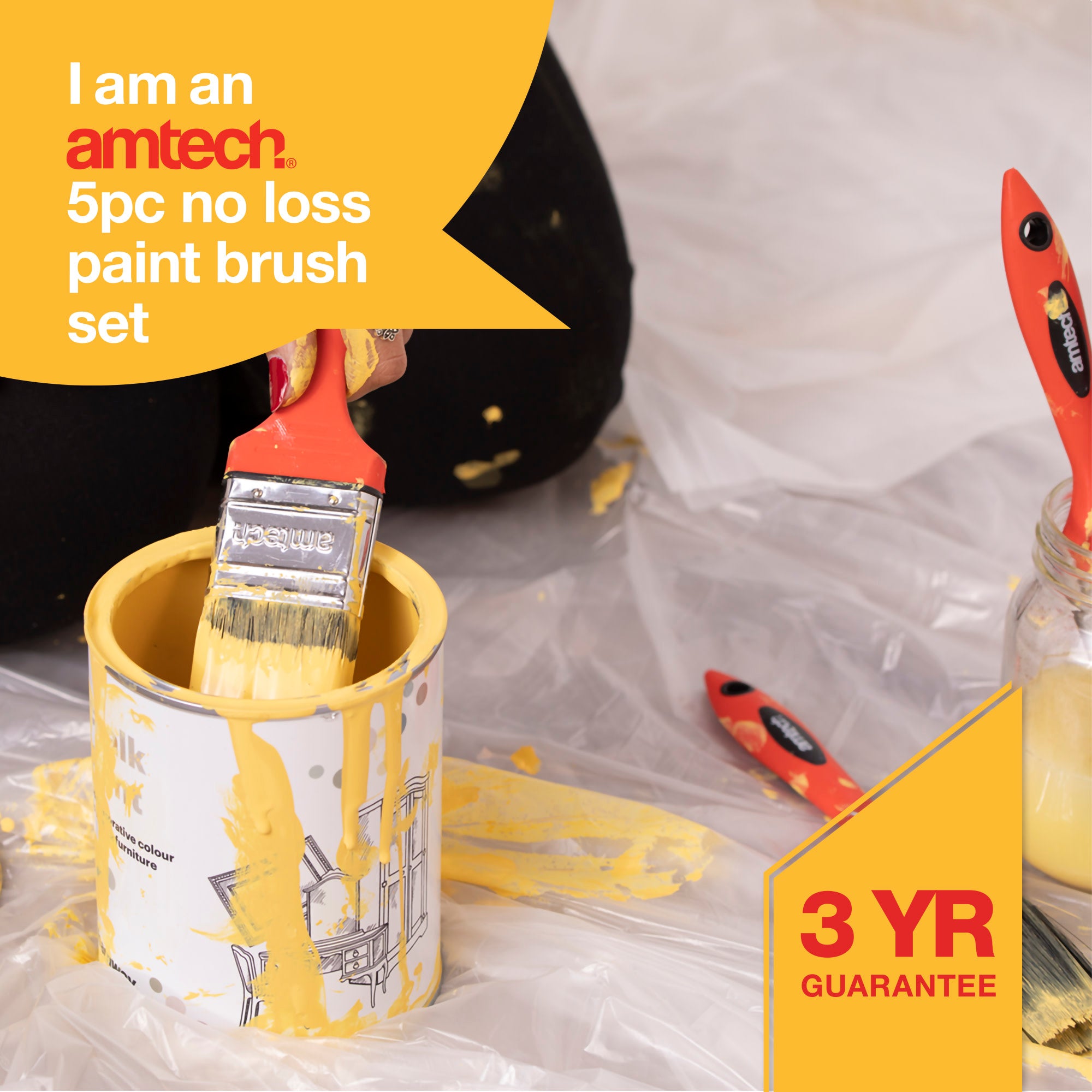 5 Piece No Bristle Loss Paint Brush Set - Fallback Image