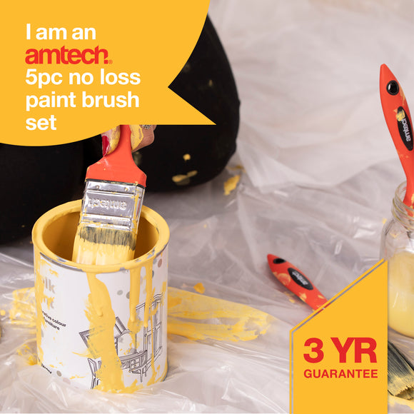 5pc NO BRISTLE LOSS PAINT BRUSH SET - SOFT HANDLE