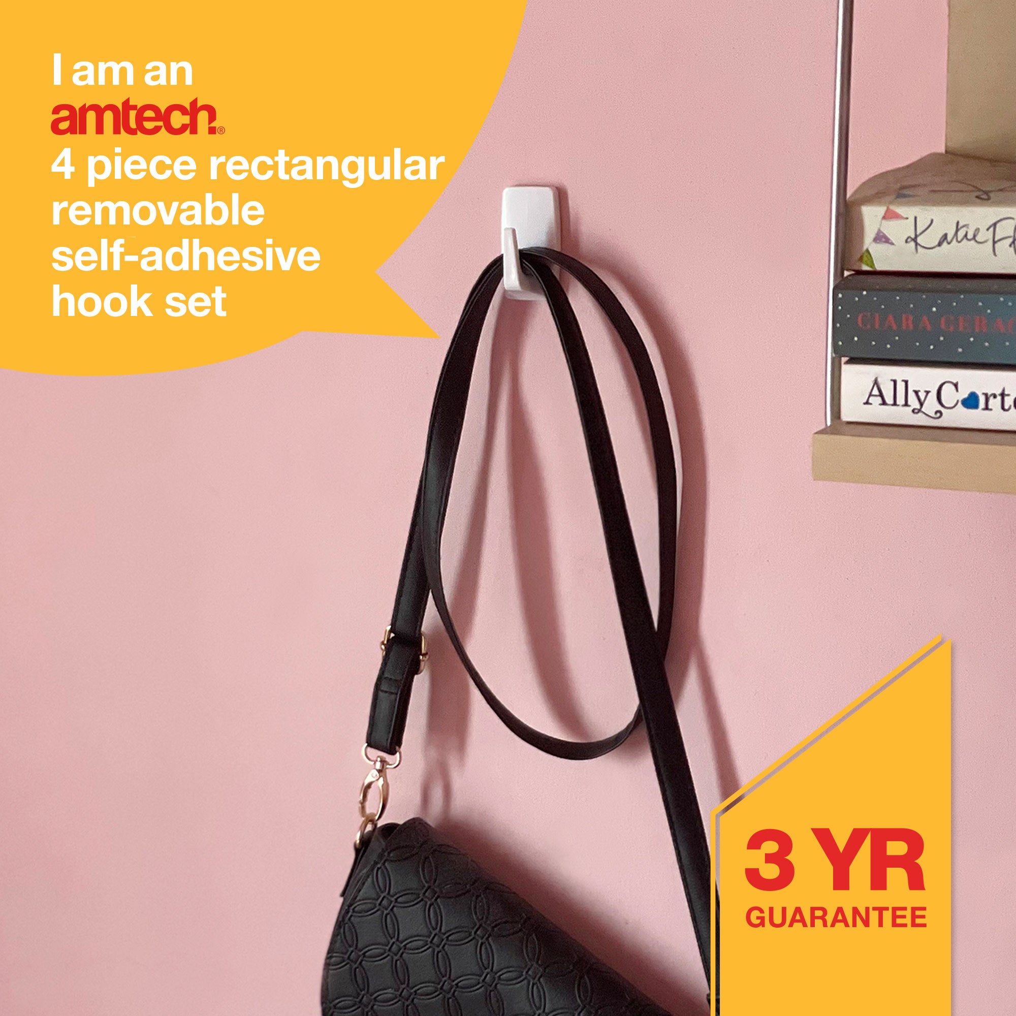 4 Piece Rectangular, Removable Self-Adhesive Hook Set (2.8Cm X 5.2Cm) - Fallback Image