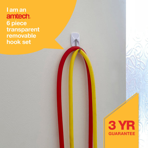 6pcs TRANSPARENT REMOVEABLE HOOK SET (2.8x2.2cm)