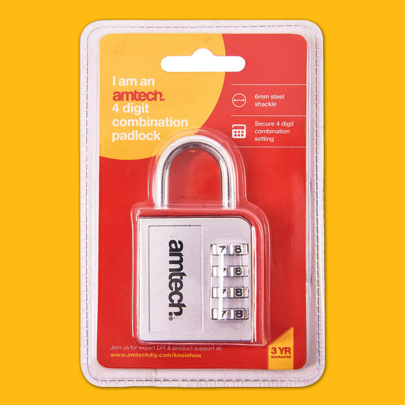 4 DIGIT ZINC COMBINATION PADLOCK