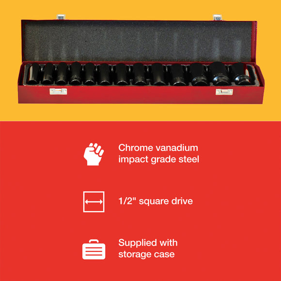 13PCS 1/2" DEEP IMPACT SOCKET SET