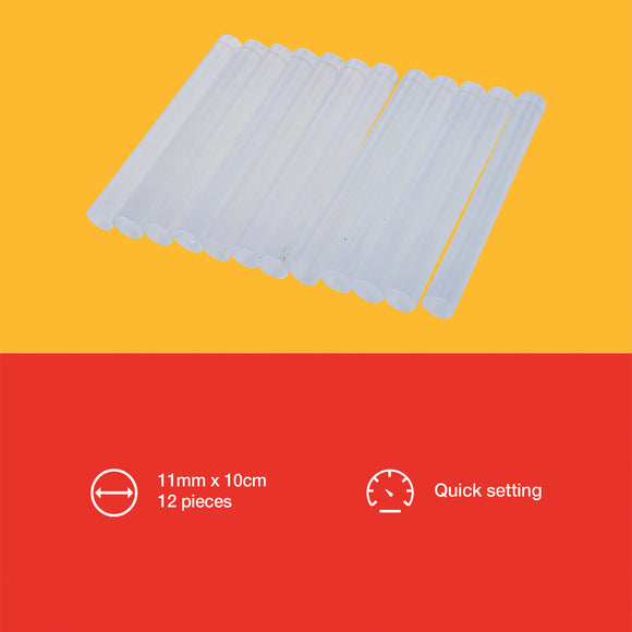 12pc CLEAR GLUE GUN STICKS (11 x 100mm)