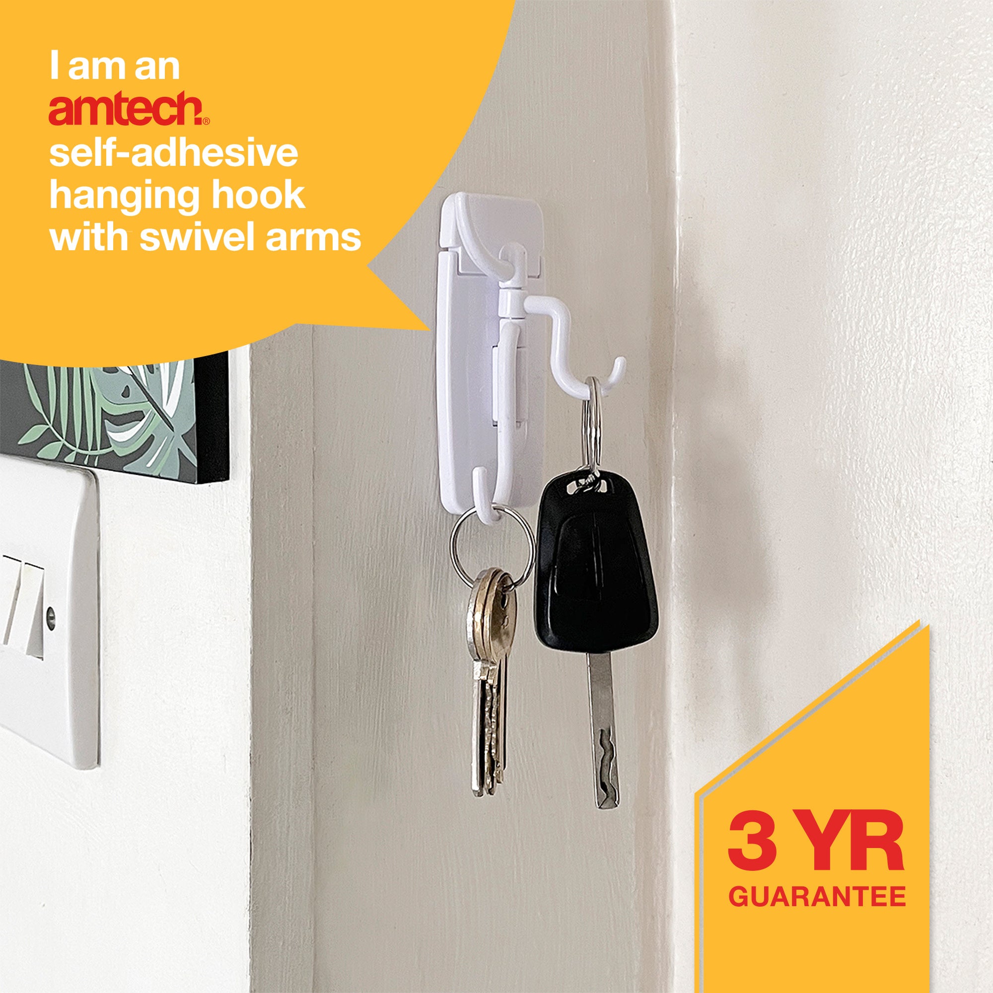Self-Adhesive Hanging Hook With Swivel Arms - Fallback Image