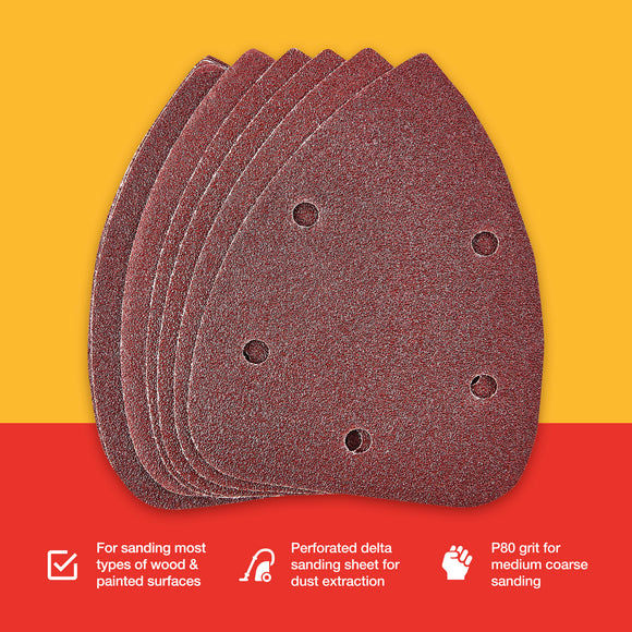 10pc  DELTA SANDING SHEET SET (P80 GRIT ) (140x140x100MM)