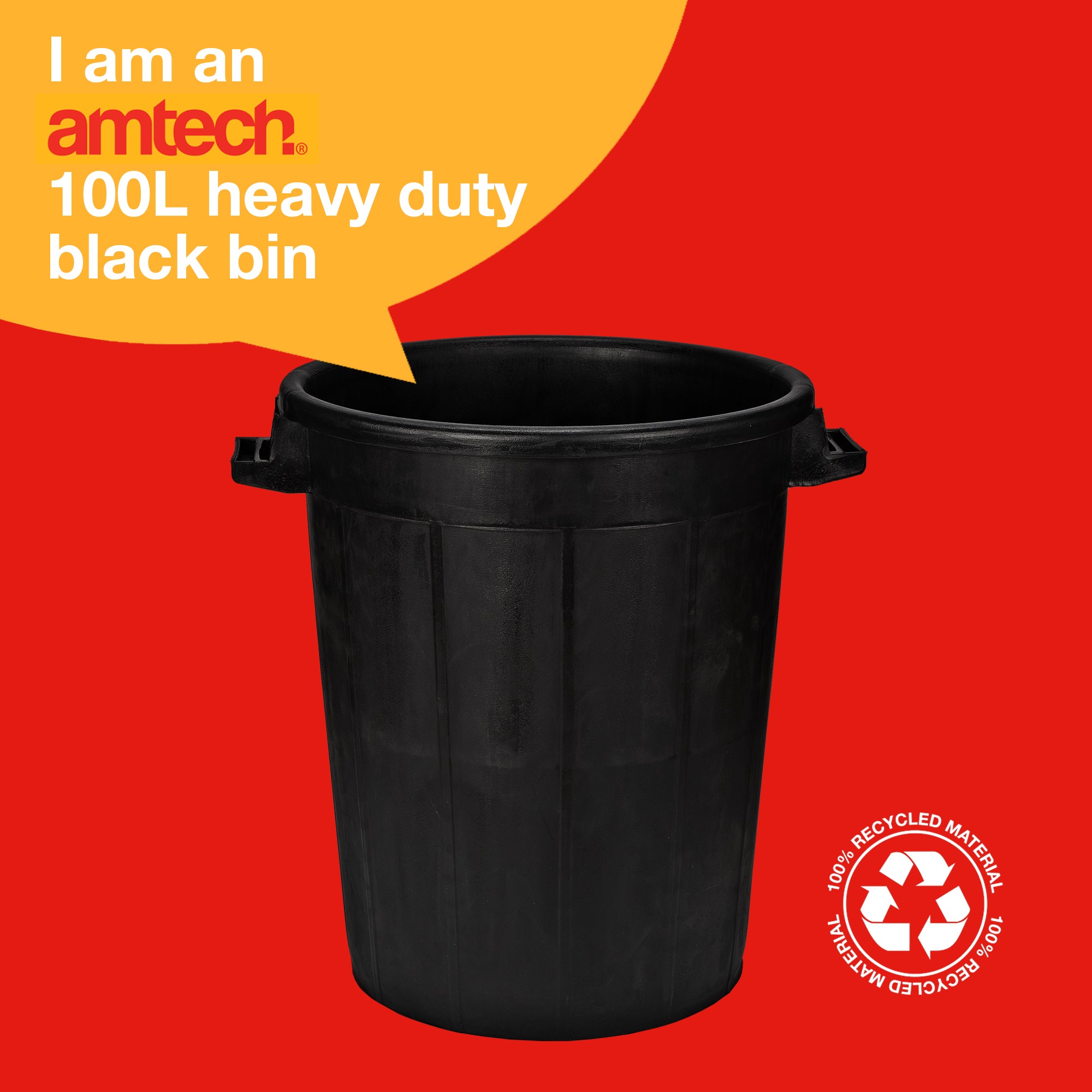 100L Heavy-Duty Black Bin – Tough, Crush-Resistant & Fully Recyclable - Fallback Image