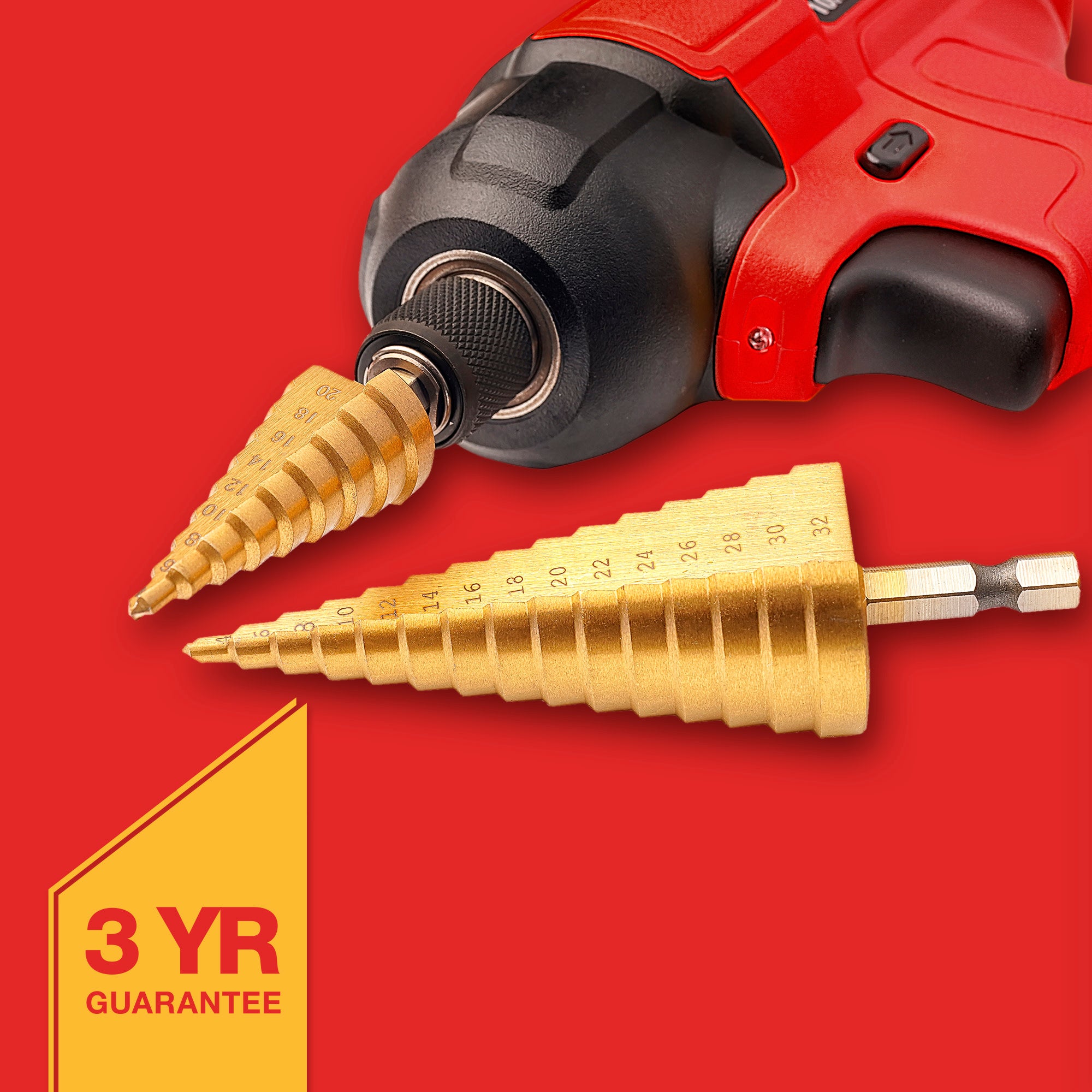 3 Piece High Speed Steel Step Drill Set (Large) - Fallback Image