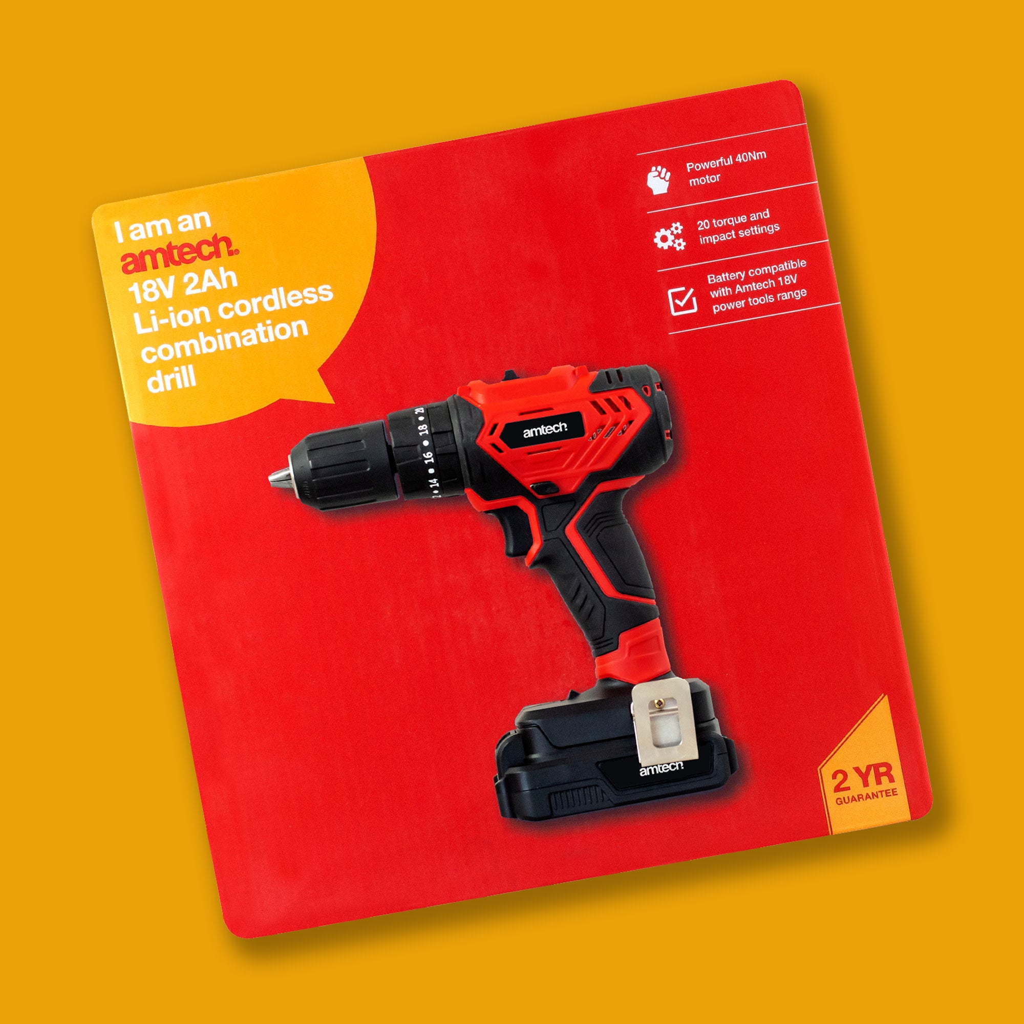 18V 2Ah Li-Ion Cordless Combi Drill - Fallback Image