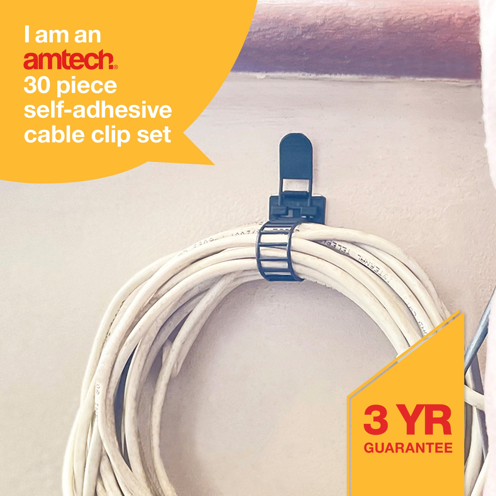 30 Self-Adhesive Cable Clips - Fallback Image