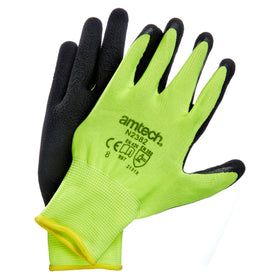 HI-VIS RUBBER COATED GLOVES MEDIUM (SIZE:8)