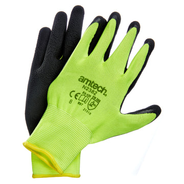HI-VIS RUBBER COATED GLOVES MEDIUM (SIZE:8)