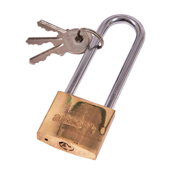 38mm LONG SHACKLE BRASS PADLOCK