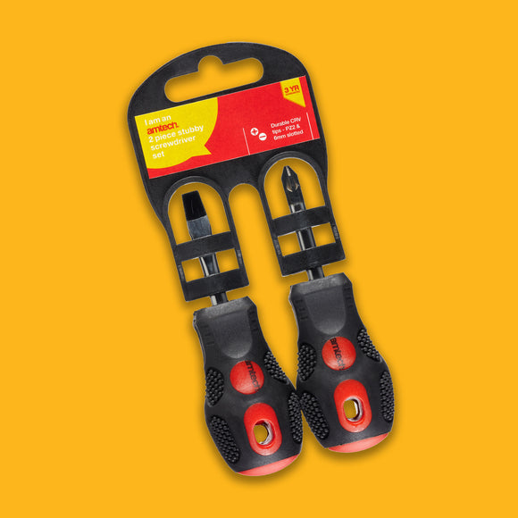 2pc STUBBY SCREWDRIVER SET (PZ2 AND SLOTTED 6MM)