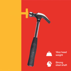 16oz (450g) CLAW HAMMER - STEEL SHAFT