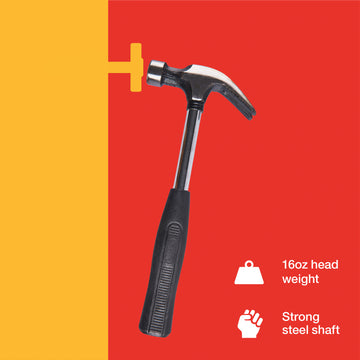 16oz (450g) CLAW HAMMER - STEEL SHAFT