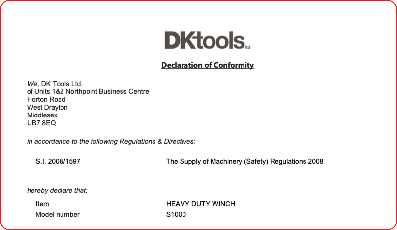 Declaration of Conformity