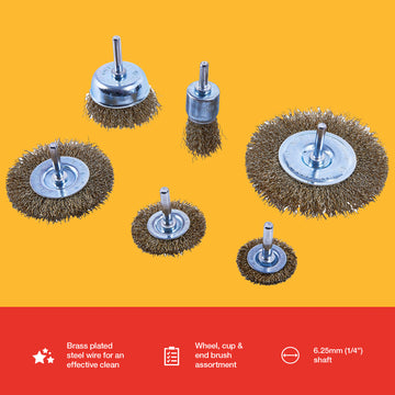 6pc WIRE WHEEL BRUSH SET