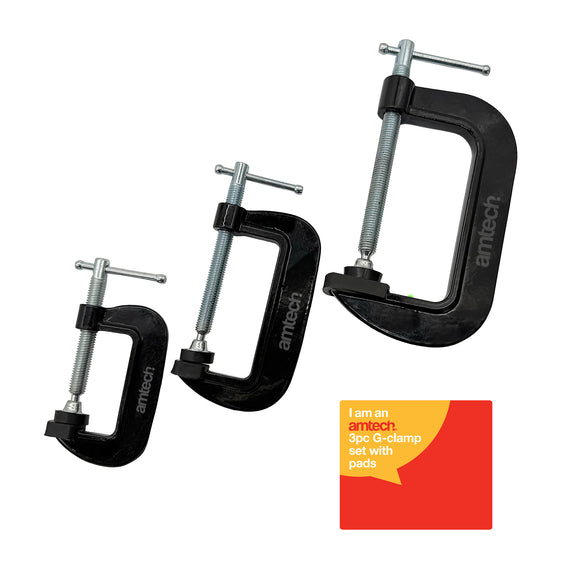 3 pcs G-CLAMP SET WITH PADS