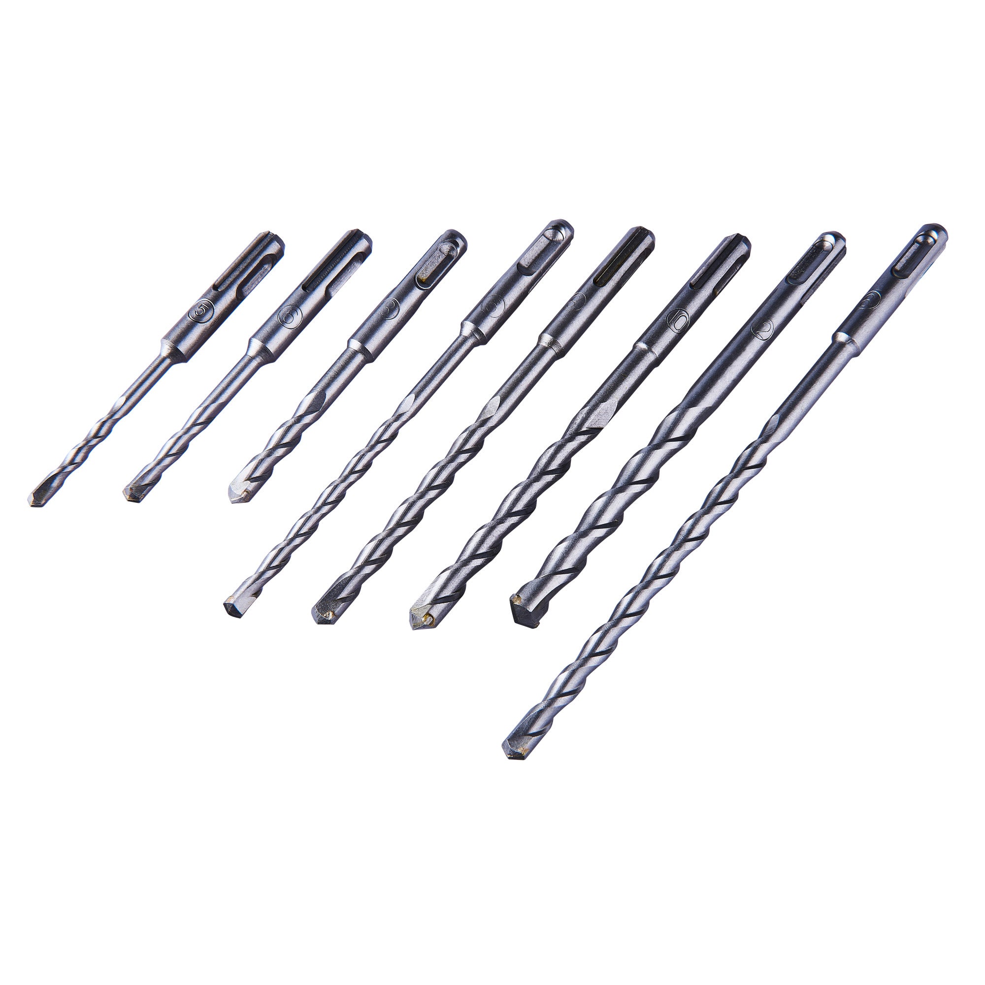 8pc SDS DRILL BIT SET IN HINGED PLASTIC CASE