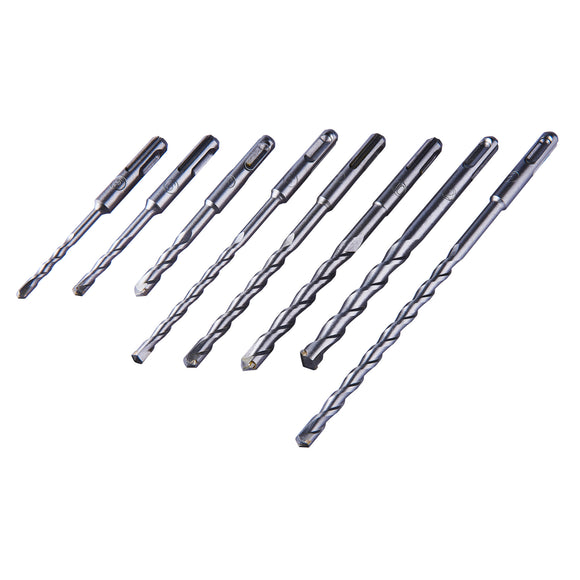 8pc SDS DRILL BIT SET IN HINGED PLASTIC CASE