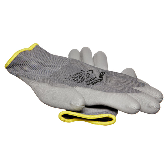LIGHT DUTY PU COATED PALM GLOVES GREY MEDIUM (SIZE:8)