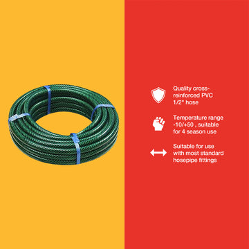 15m REINFORCED 1/2" PVC GARDEN HOSE