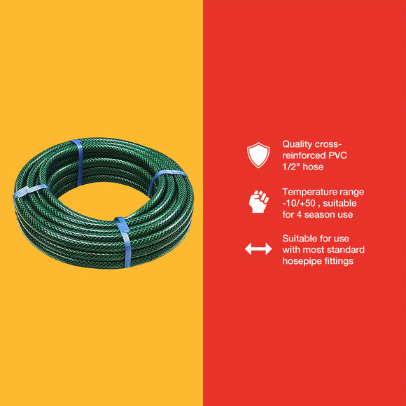 15m REINFORCED 1/2" PVC GARDEN HOSE