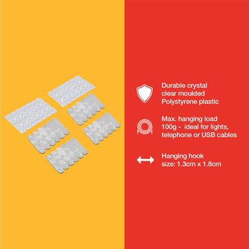 40pcs TRANSPARENT SELF-ADHESIVE HANDY HOOK SET (1.8 x1.3cm)