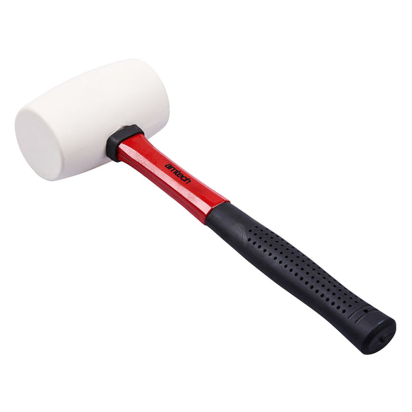 16oz (450g) WHITE RUBBER MALLET - FIBREGLASS SHAFT