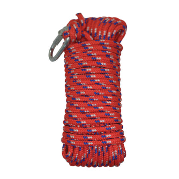 15M X 6MM BRAIDED ROPE WITH 2 CARABINERS