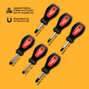 6PCS STUBBY SCREWDRIVER SET (PZ, PH, SL)