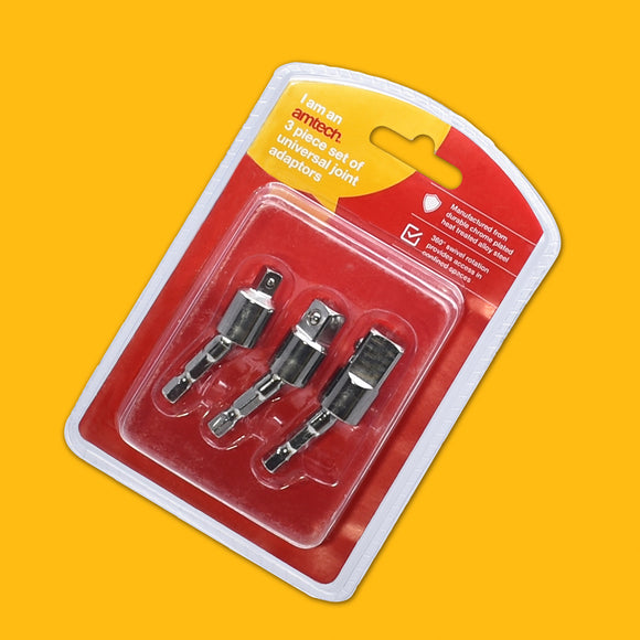 3pc SET OF1/4" HEX. UNIVERSAL JOINT ADAPTORS