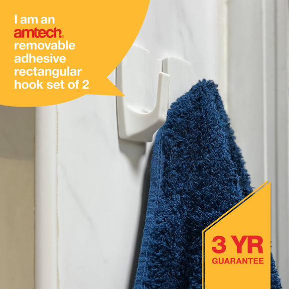 2pc RECTANGULAR REMOVABLE SELF-ADHESIVE HOOK SET (6.5x3 cm)