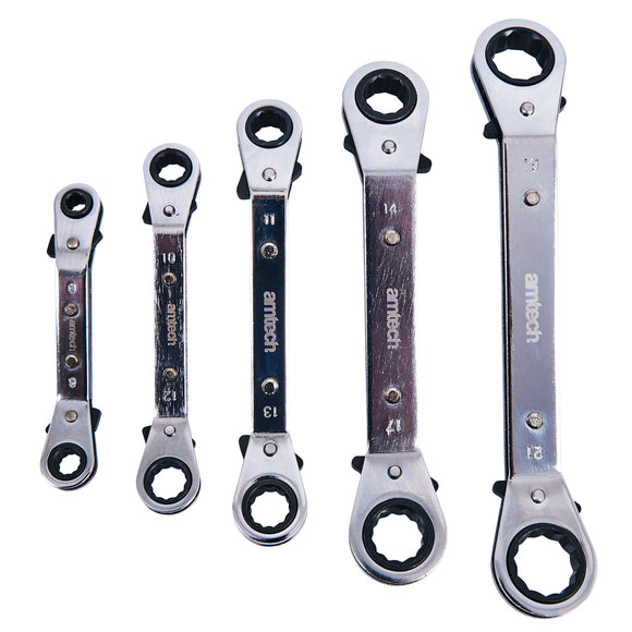 5pc OFFSET RING RATCHET SPANNER SET