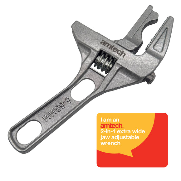2- in-1 EXTRA WIDE JAW ADJUSTABLE WRENCH (6-68mm OPENING JAW)