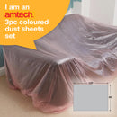 3pcs COLOURED DUST SHEETS ( 3.6 x 2.7m)